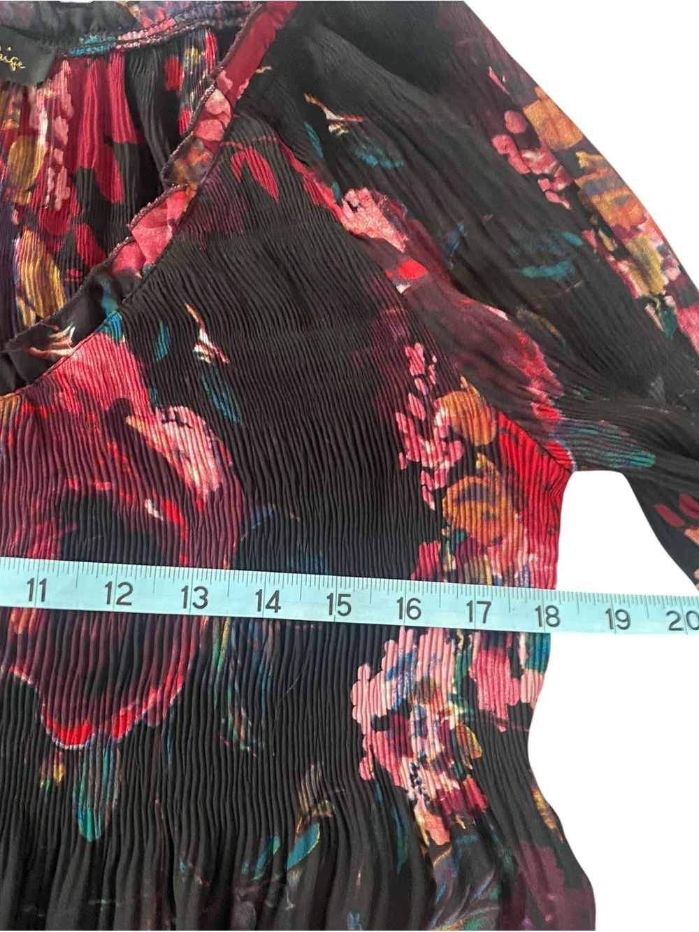 Melissa Paige Dark Floral Pleated Peasant Blouse S, Whimsigoth Romantic Witchy - Picture 6 of 8